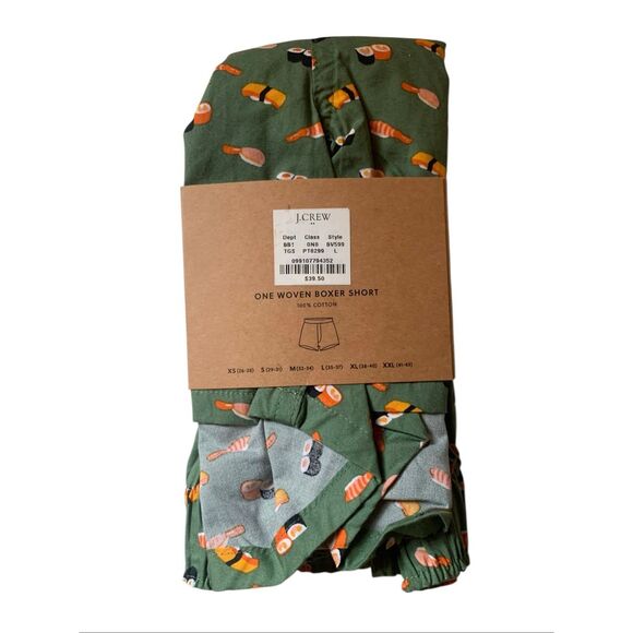 J. Crew Men’s Cotton Poplin Woven Boxer Briefs Thatcher Green Sushi, New - Picture 3 of 3